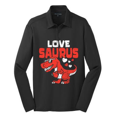 Lovesaurus Dinosaur T Rex Dino Cute Valentines Day Gift Silk Touch Performance Long Sleeve Polo