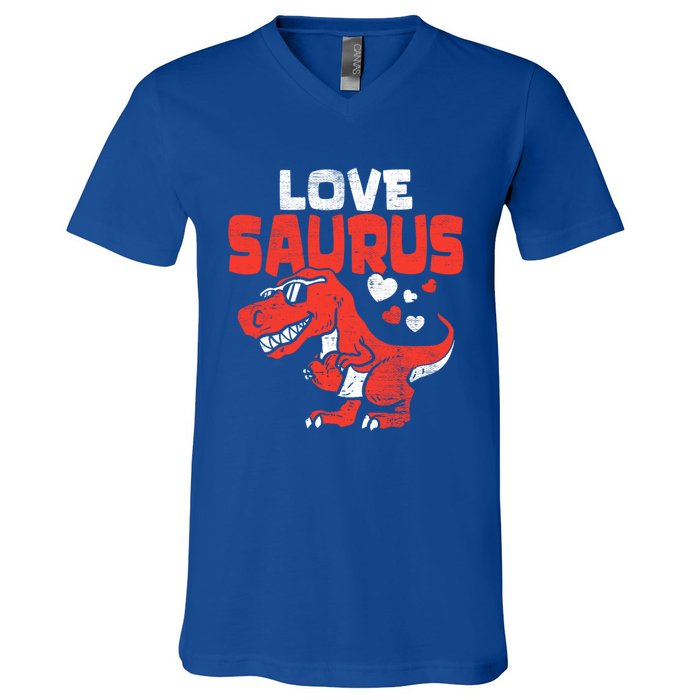 Lovesaurus Dinosaur T Rex Dino Cute Valentines Day Gift V-Neck T-Shirt