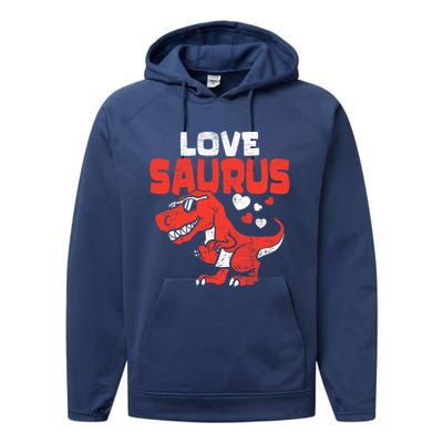 Lovesaurus Dinosaur T Rex Dino Cute Valentines Day Gift Performance Fleece Hoodie