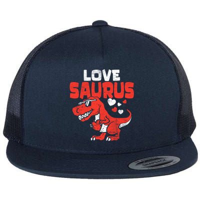 Lovesaurus Dinosaur T Rex Dino Cute Valentines Day Gift Flat Bill Trucker Hat