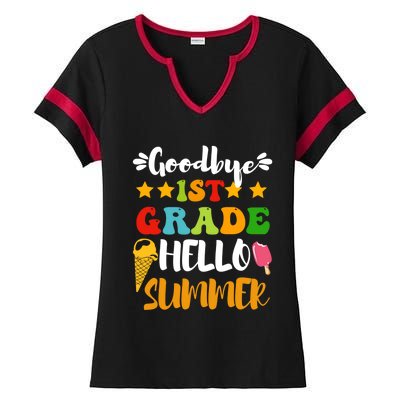 Last Day Teacher Students Goodbye 1st Grade Hello Summer Great Gift Ladies Halftime Notch Neck Tee