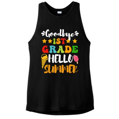 Last Day Teacher Students Goodbye 1st Grade Hello Summer Great Gift Ladies PosiCharge Tri-Blend Wicking Tank