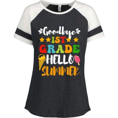 Last Day Teacher Students Goodbye 1st Grade Hello Summer Great Gift Enza Ladies Jersey Colorblock Tee