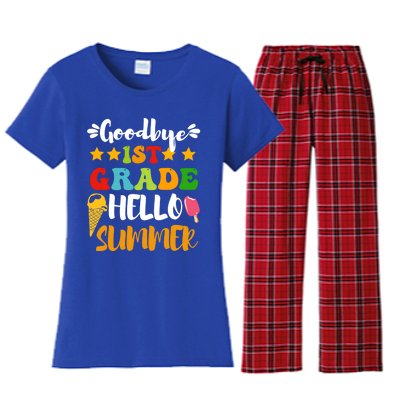 Last Day Teacher Students Goodbye 1st Grade Hello Summer Great Gift Women's Flannel Pajama Set