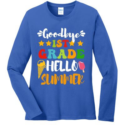 Last Day Teacher Students Goodbye 1st Grade Hello Summer Great Gift Ladies Long Sleeve Shirt