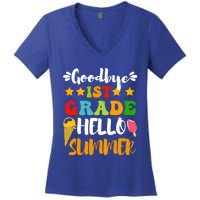 Last Day Teacher Students Goodbye 1st Grade Hello Summer Great Gift Women's V-Neck T-Shirt