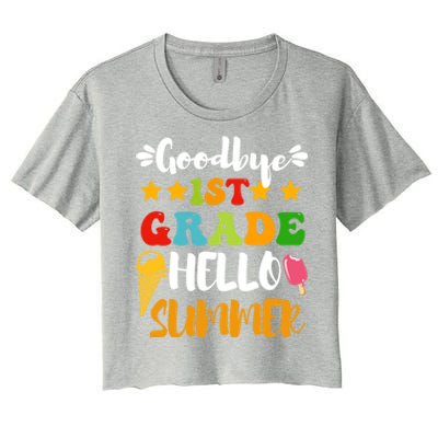 Last Day Teacher Students Goodbye 1st Grade Hello Summer Great Gift Women's Crop Top Tee