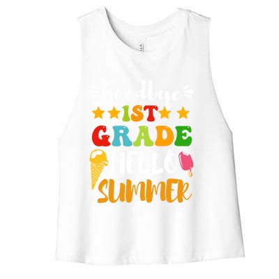 Last Day Teacher Students Goodbye 1st Grade Hello Summer Great Gift Women's Racerback Cropped Tank