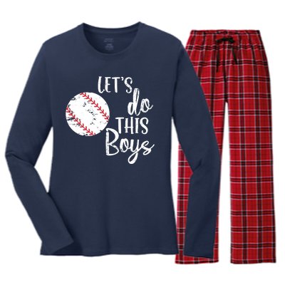 Lets Do This Boy Baseball Game Women's Long Sleeve Flannel Pajama Set 