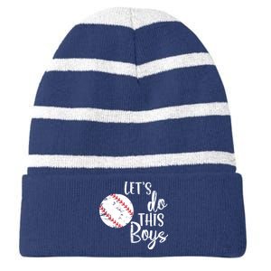 Lets Do This Boy Baseball Game Striped Beanie with Solid Band