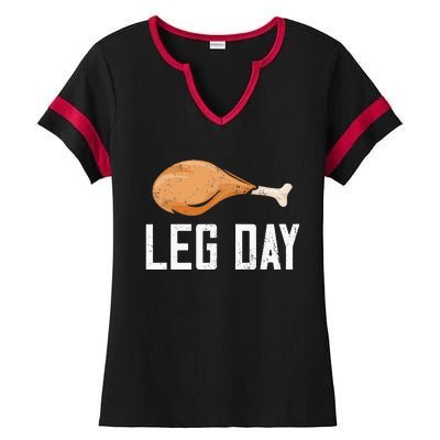 Leg Day Thanksgiving Ladies Halftime Notch Neck Tee