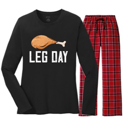 Leg Day Thanksgiving Women's Long Sleeve Flannel Pajama Set 