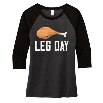 Leg Day Thanksgiving Women's Tri-Blend 3/4-Sleeve Raglan Shirt