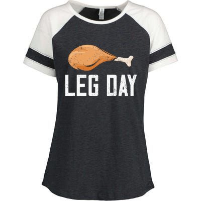 Leg Day Thanksgiving Enza Ladies Jersey Colorblock Tee