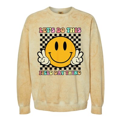 Let's Do This Field Day Thing Groovy Hippie Smile Face Colorblast Crewneck Sweatshirt