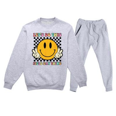 Let's Do This Field Day Thing Groovy Hippie Smile Face Premium Crewneck Sweatsuit Set