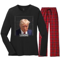 Legend Donald Trump Mugshot Pro Trump Women's Long Sleeve Flannel Pajama Set 