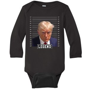 Legend Donald Trump Mugshot Pro Trump Baby Long Sleeve Bodysuit