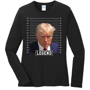 Legend Donald Trump Mugshot Pro Trump Ladies Long Sleeve Shirt