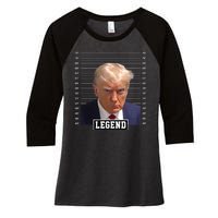 Legend Donald Trump Mugshot Pro Trump Women's Tri-Blend 3/4-Sleeve Raglan Shirt