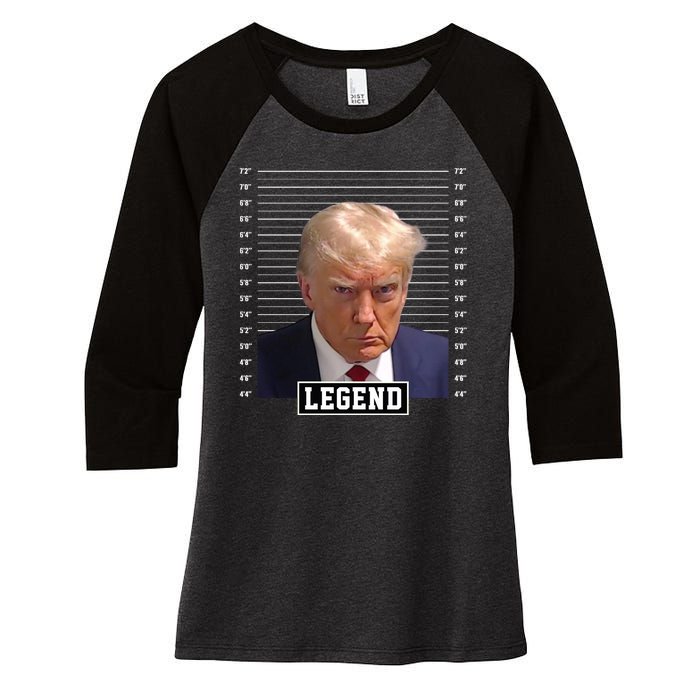 Legend Donald Trump Mugshot Pro Trump Women's Tri-Blend 3/4-Sleeve Raglan Shirt