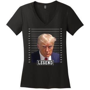 Legend Donald Trump Mugshot Pro Trump Women's V-Neck T-Shirt