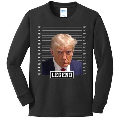 Legend Donald Trump Mugshot Pro Trump Kids Long Sleeve Shirt