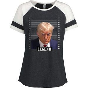 Legend Donald Trump Mugshot Pro Trump Enza Ladies Jersey Colorblock Tee