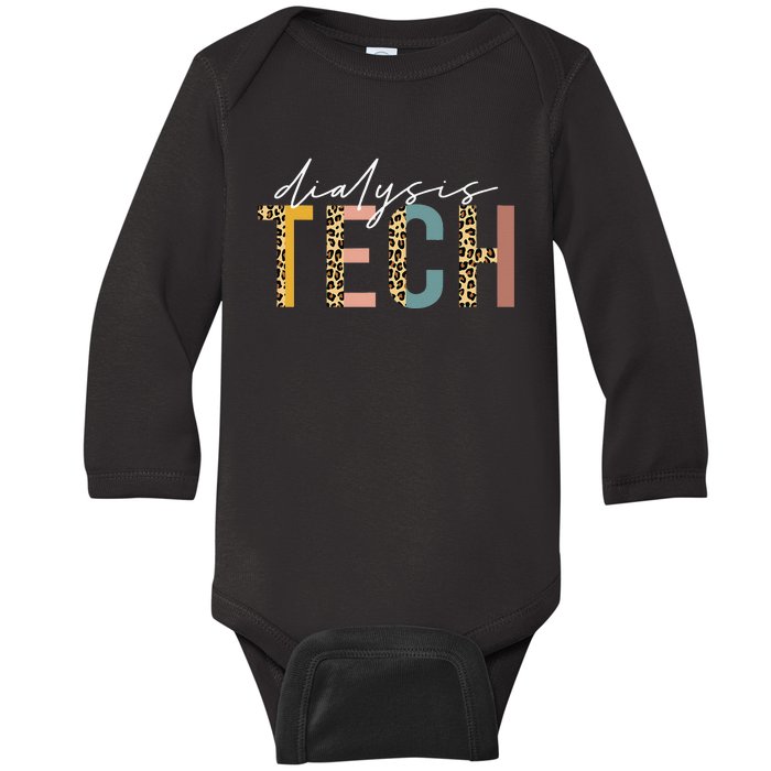 leopard Dialysis Tech Dialysis Technician Appreciation Baby Long Sleeve Bodysuit