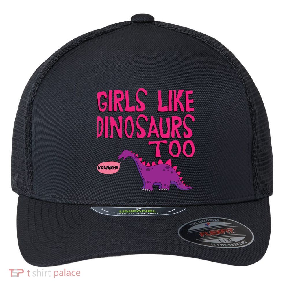 Like Dinosaurs Too Cute Flexfit Unipanel Trucker Cap