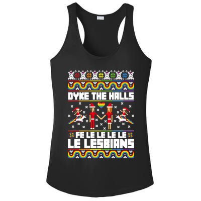 LGBT Dyke The Halls Fe Le Le Le Le Le Lesbians Ugly Christmas Ladies PosiCharge Competitor Racerback Tank