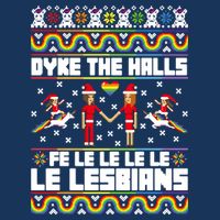 LGBT Dyke The Halls Fe Le Le Le Le Le Lesbians Ugly Christmas 7 Panel Mesh Trucker Snapback Hat