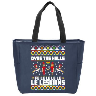 LGBT Dyke The Halls Fe Le Le Le Le Le Lesbians Ugly Christmas Zip Tote Bag