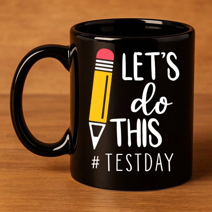 Let's Do This Test Day Pencil 11oz C Handle Ceramic Mug