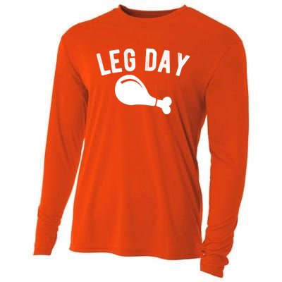 Leg Day Turkey Leg Thanksgiving Drumstick Body Building Meme Gift Cooling Performance Long Sleeve Crew