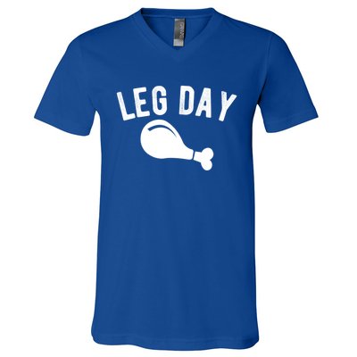 Leg Day Turkey Leg Thanksgiving Drumstick Body Building Meme Gift V-Neck T-Shirt