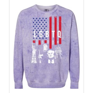 LGBTQ Donald Trump American Flag Colorblast Crewneck Sweatshirt