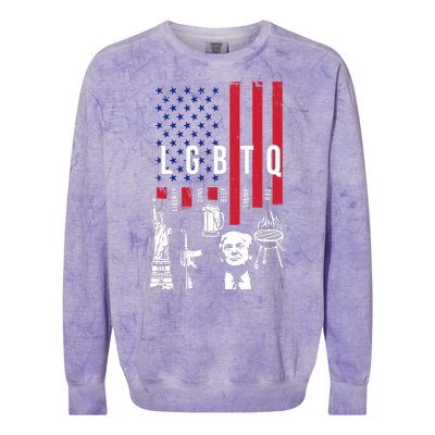 LGBTQ Donald Trump American Flag Colorblast Crewneck Sweatshirt