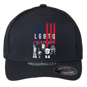 LGBTQ Donald Trump American Flag Flexfit Unipanel Trucker Cap