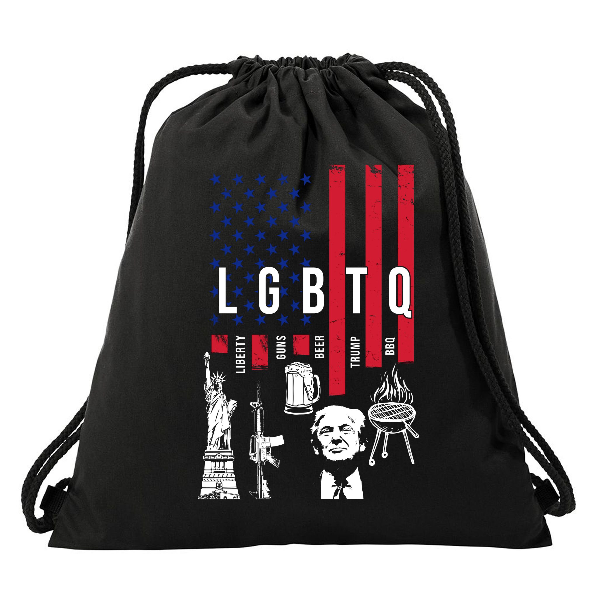 LGBTQ Donald Trump American Flag Drawstring Bag