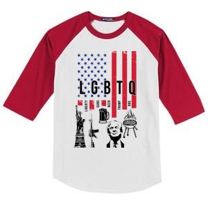 LGBTQ Donald Trump American Flag Kids Colorblock Raglan Jersey