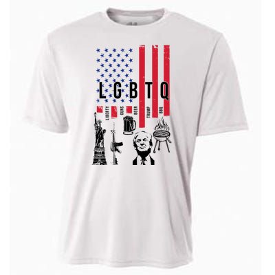 LGBTQ Donald Trump American Flag Cooling Performance Crew T-Shirt