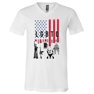 LGBTQ Donald Trump American Flag V-Neck T-Shirt