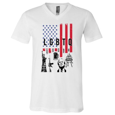 LGBTQ Donald Trump American Flag V-Neck T-Shirt