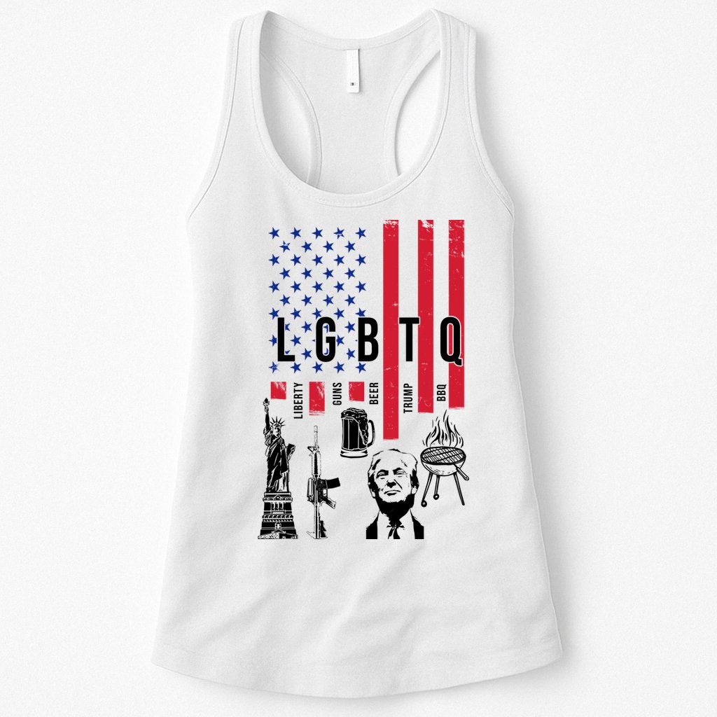 LGBTQ Donald Trump American Flag Womens Tank Top
