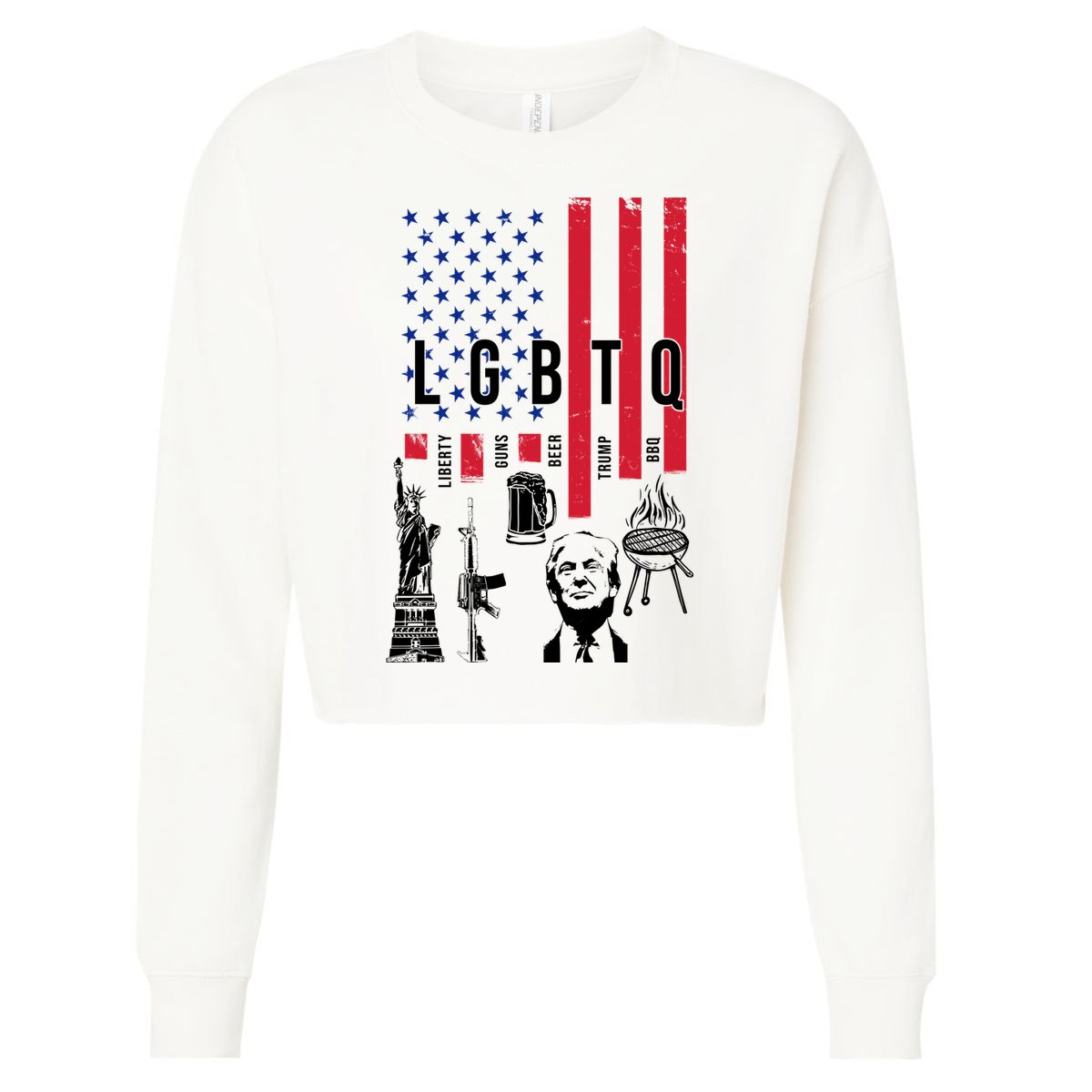 LGBTQ Donald Trump American Flag Cropped Pullover Crew