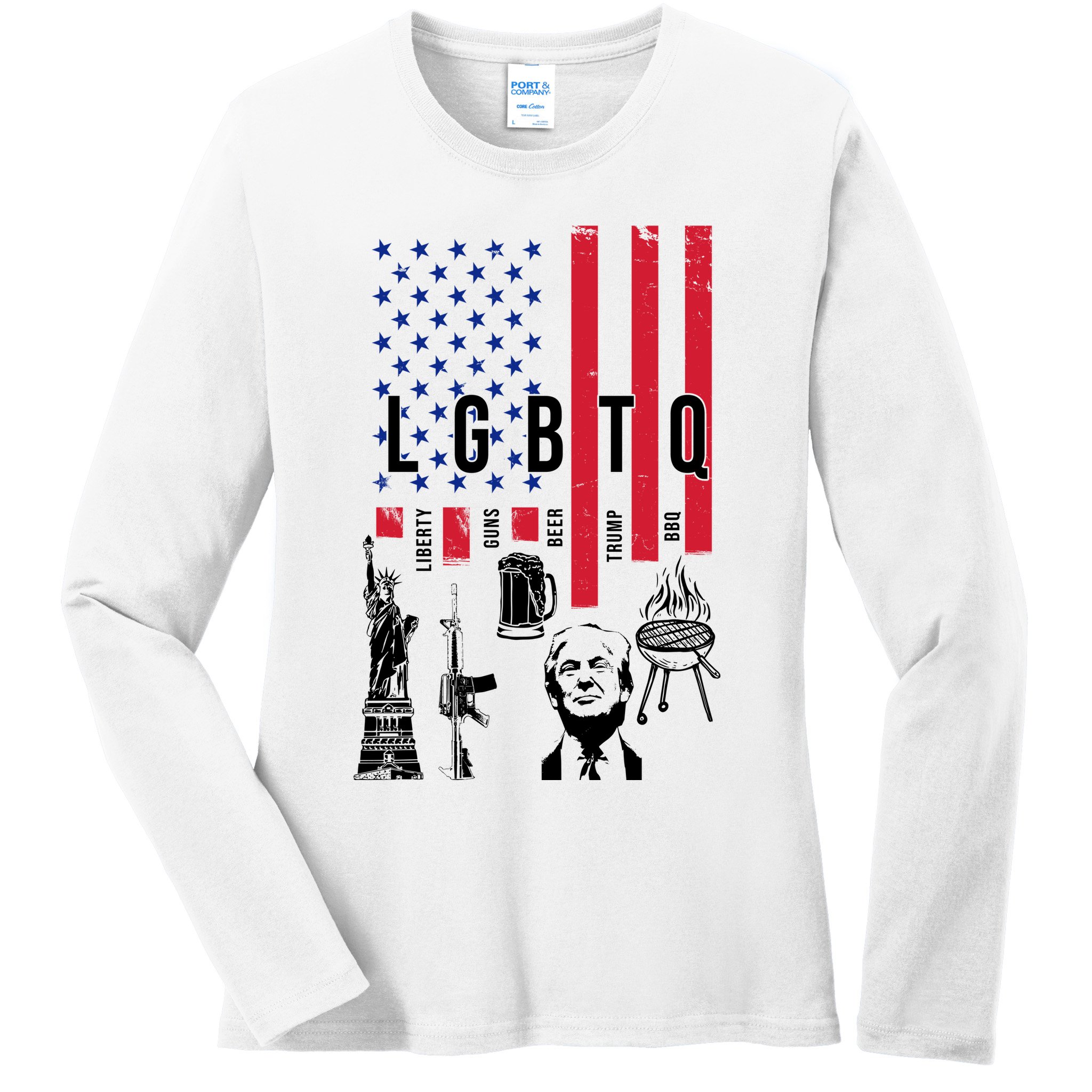 LGBTQ Donald Trump American Flag Ladies Long Sleeve Shirt