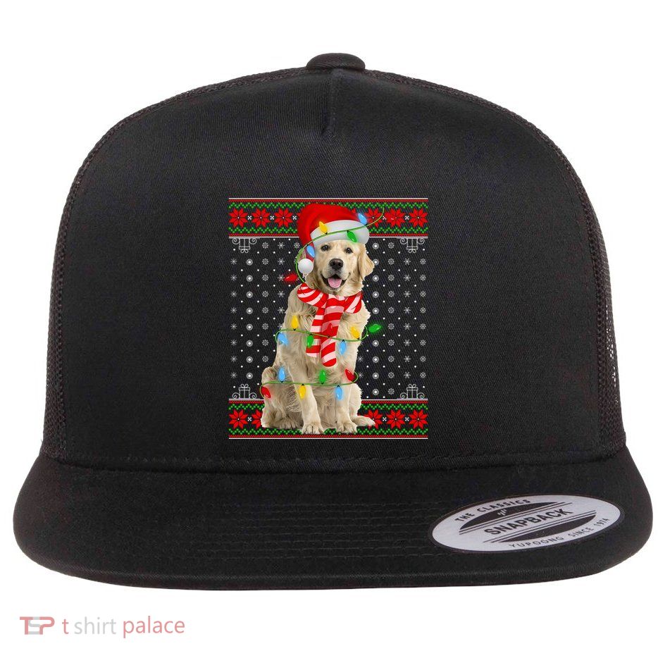 Lighting Dog Ugly Sweater Santa Golden Retriever Christmas Gift Flatbill Hat