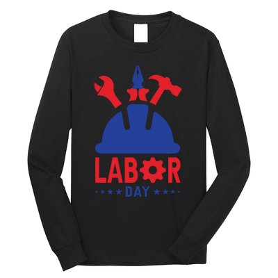 Labor Day Usa Worker Celebration Graphic Long Sleeve Shirt