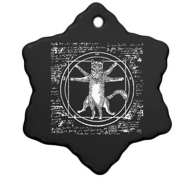 Leonardo Da Vinci Vitruvian Cat Lover Ceramic Star Ornament